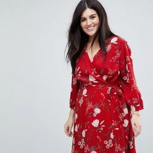 ASOS CURVE - Yumi Plus Wrap Dress in Floral Print